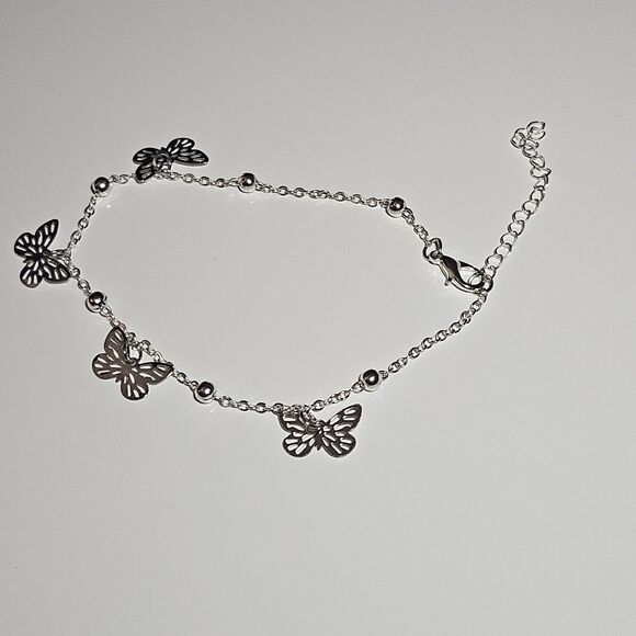 Womens Silver Tone Filigree Butterfly Ankle Bracelet Anklet 8.5 - 11" - Picture 14 of 15